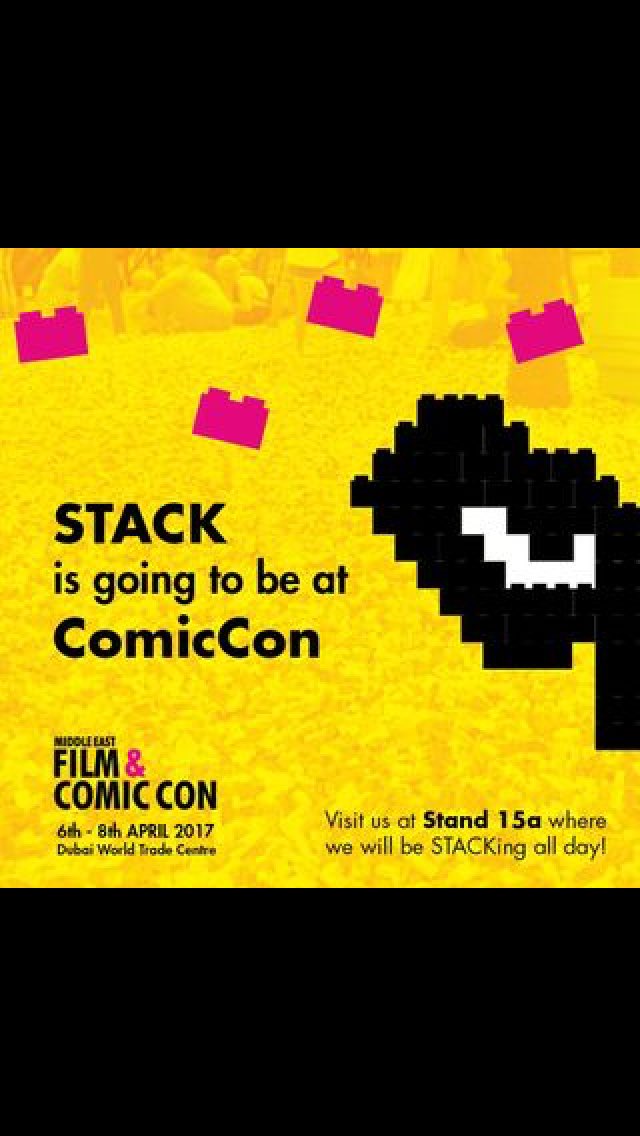 STACK is going to ComicCon DXB. 6 April-8 April. 10% off all #LEGO sets, plus much more. Let's get STACKing. #stackevents #comiccon #dubai