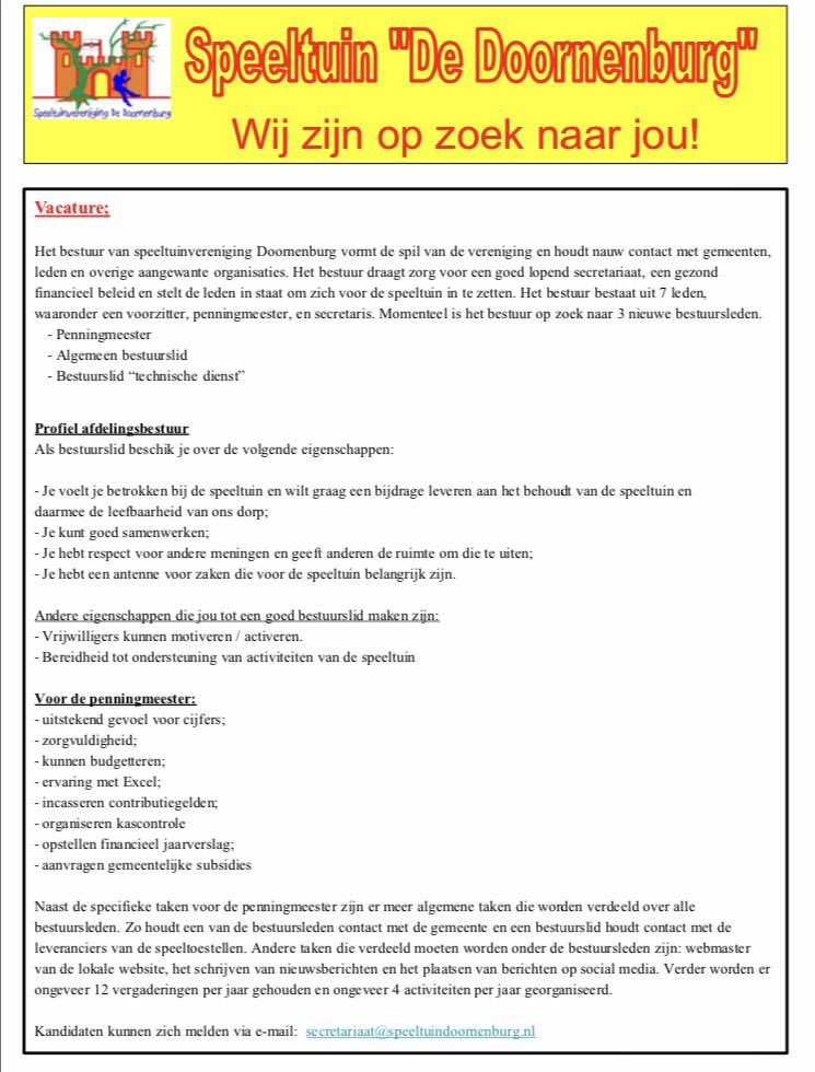 UITNODIGING 10 april 19:30u algemene ledenvergadering in het Ontmoetingscentrum. We zijn op zoek naar je! <a href="/dedoornenburger/">dedoornenburger.nl</a> @Dburgonline_nl