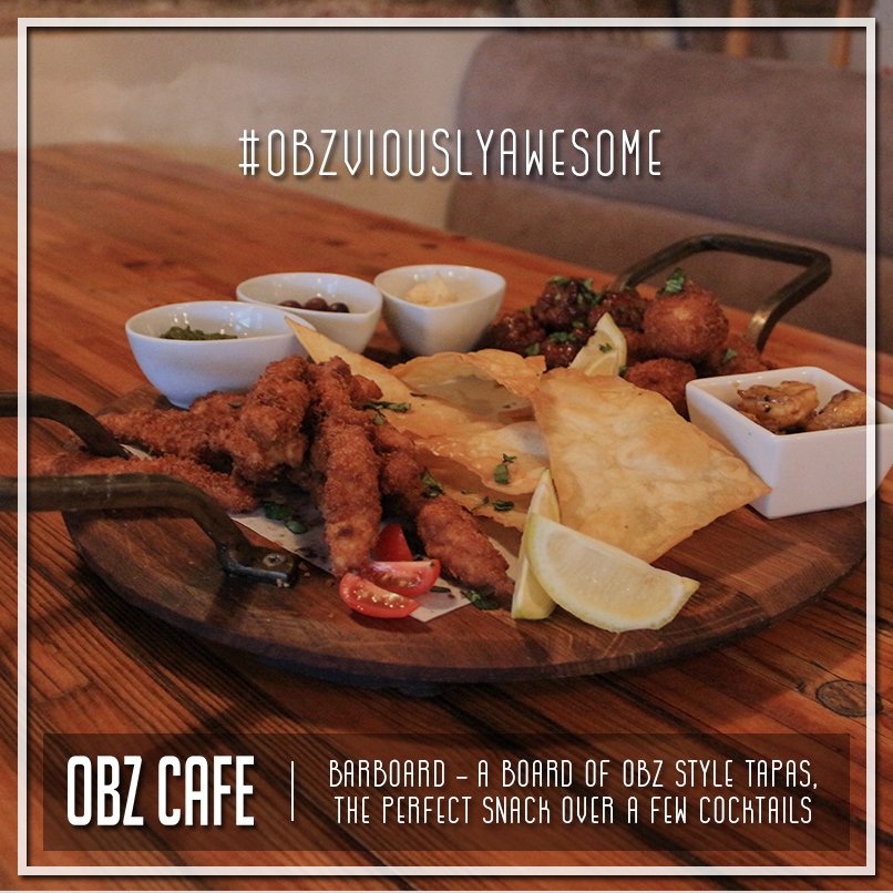 Bar Board - A board of Obz style tapas, perfect to snack on over a few cocktails for only R180-00 

#ObzCafe #ObzviouslyAwesome