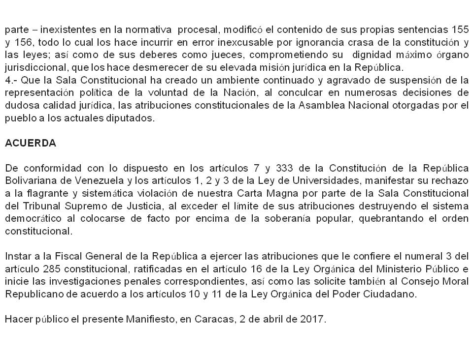 bscharifker's tweet photo. Pronunciamiento de la Facultad de Estudios Jurídicos y Políticos de la @Unimet frente a la violación de la Constitución por parte del TSJ https://t.co/zZG4l5NO8b