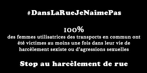 SalopettesRouen's tweet photo. Le harcèlement de rue touche 100% des femmes dans les transports en commun #stopstreetharassment #DansLaRueJeNaimePas https://t.co/BhtBZ2Tf8E
