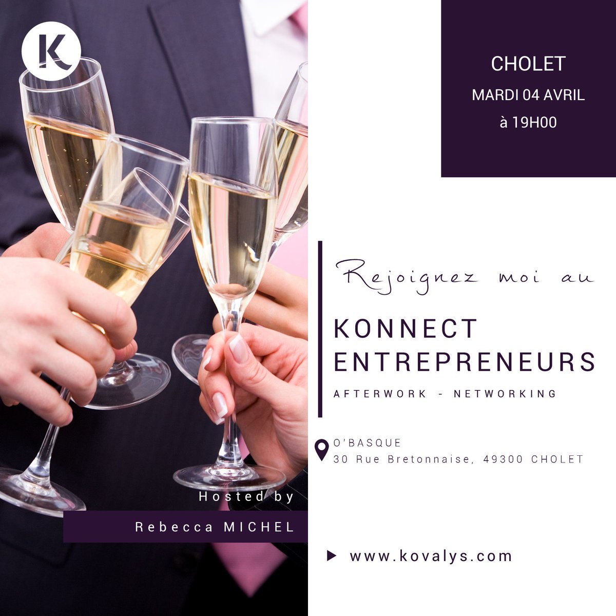 KovalysFrance's tweet photo. Cette semaine CHOLET PARIS et LYON sont à l'honneur! 
Vous êtes dans l'une de ces villes? Rejoignez-nous pour un #networking 100% #Business! https://t.co/wCQNDEW9sJ