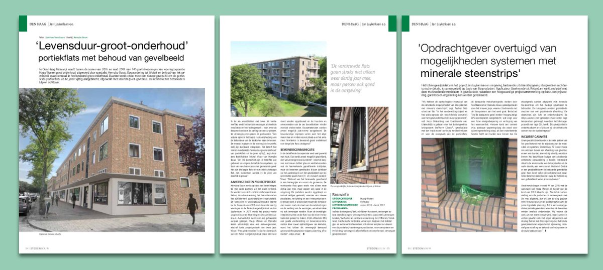 Artikel in <a href="/stedenbouwNL/">Stedenbouw</a> over onze mooie ontwikkeling van project Jan Luykenlaan in Den Haag! #wauw stedenbouw.nl/editions/nr-74… (blz 94-96)