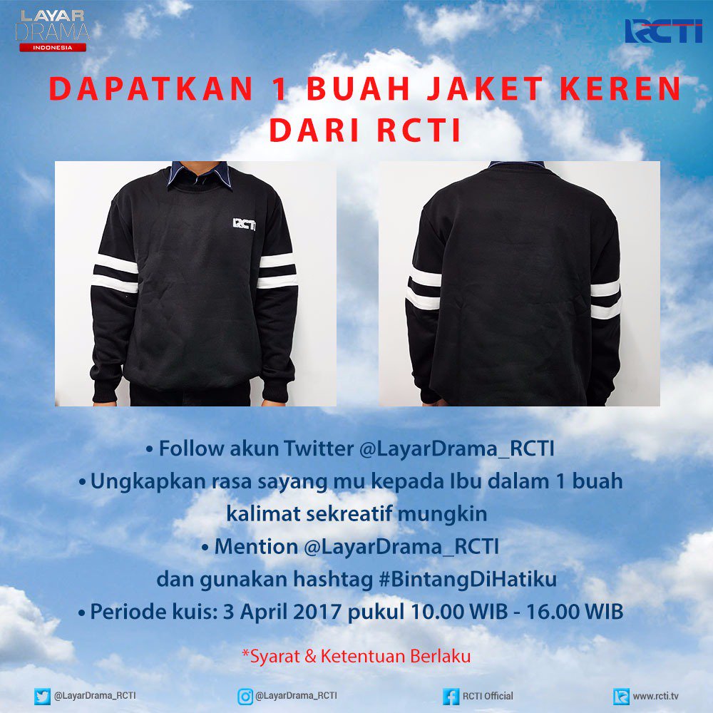 LayarDrama_RCTI's tweet photo. Makasih buat yang udah ikutan kuis #BintangDiHatiku ! Tunggu pengumumannya besok siang pk 15.00 WIB ya ;) https://t.co/aHXJ570huo