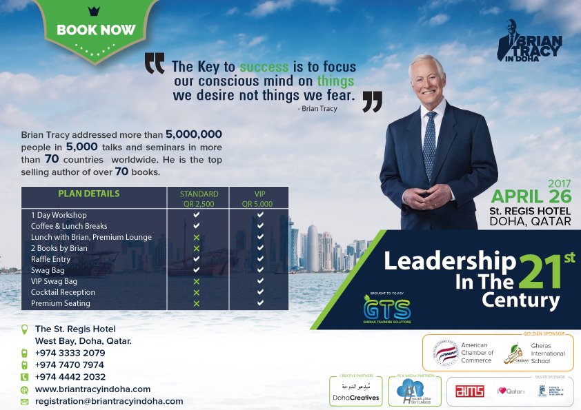 briantracydoha's tweet photo. Book Now: https://t.co/mbx5ZTFrYJ
E: registration@briantracyindoha.com
M: +974 3333 2079, +974 7470 7974
P: +974 4442 2032
#Briantracyindoha https://t.co/rXOEocWq6f