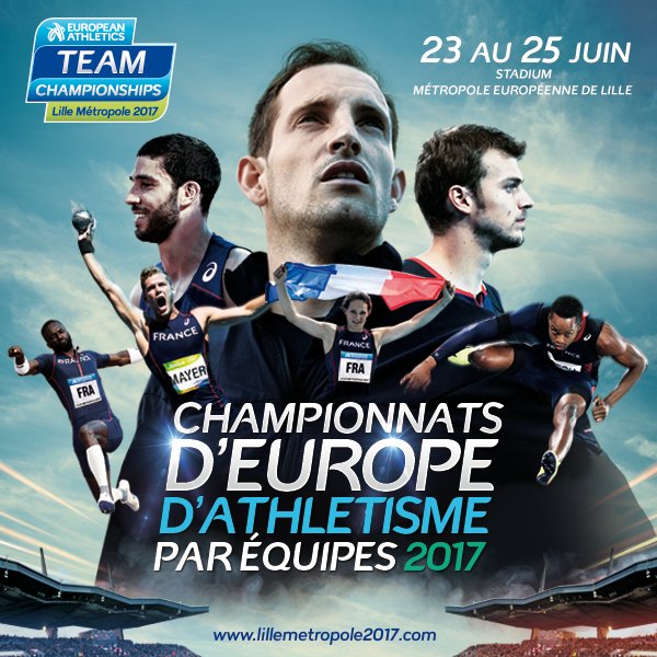 FFAthletisme's tweet photo. 🎫 RT pour tenter de gagner 2 packs 3 jours pour les @Euro_Team de #LilleMetropole2017 (23-25 juin) au @StadiumLM ! https://t.co/HbqaTSNh9C https://t.co/wfBSGCMyL9