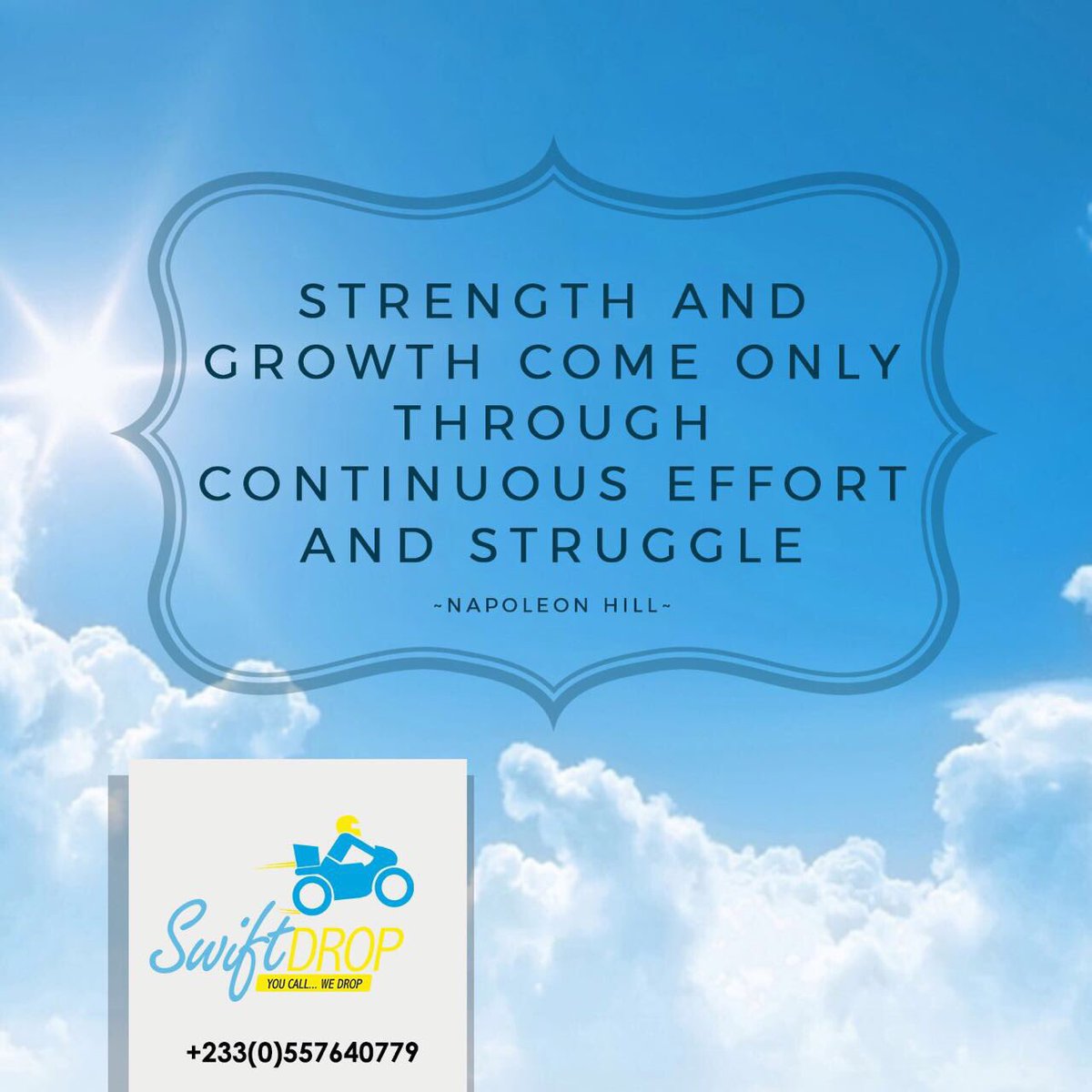 SwiftDropgh's tweet image. Have a purposeful week! Make every minute count! Call on 0557640779 to deliver your packages. #swiftdrop #youcallwedrop #motivationalmonday