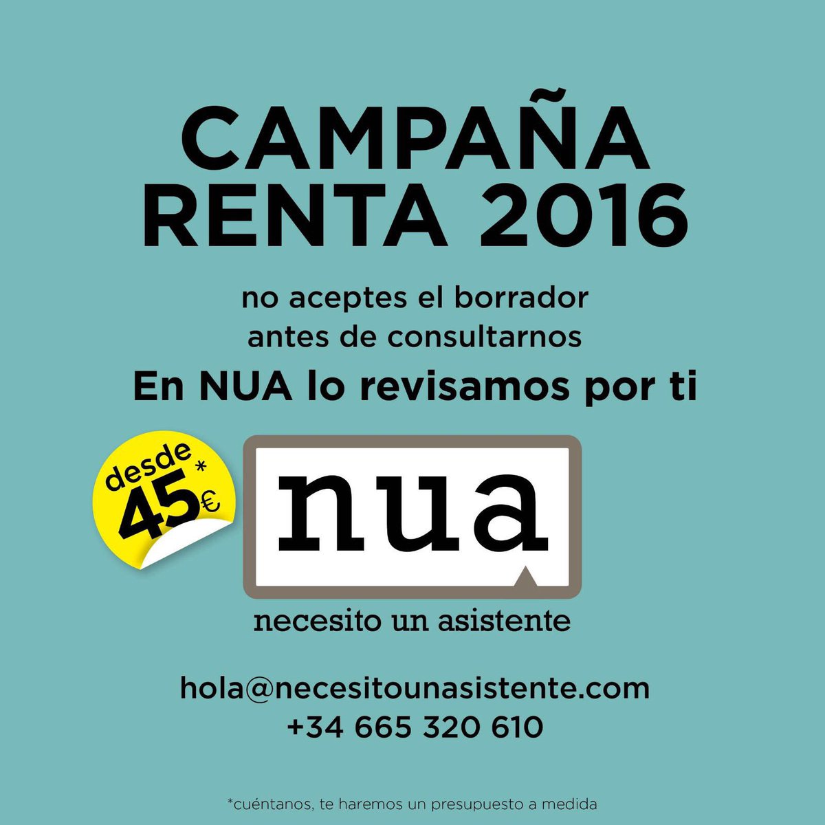 NUAsesor's tweet photo. ¿Miedo a la Declaración de la Renta? Nosotros te ayudamos. Contáctanos. #Renta #Renta2016 #CampañaRenta #NecesitoUnAsistente #pymes #Madrid https://t.co/Y3Rz0cVg3y