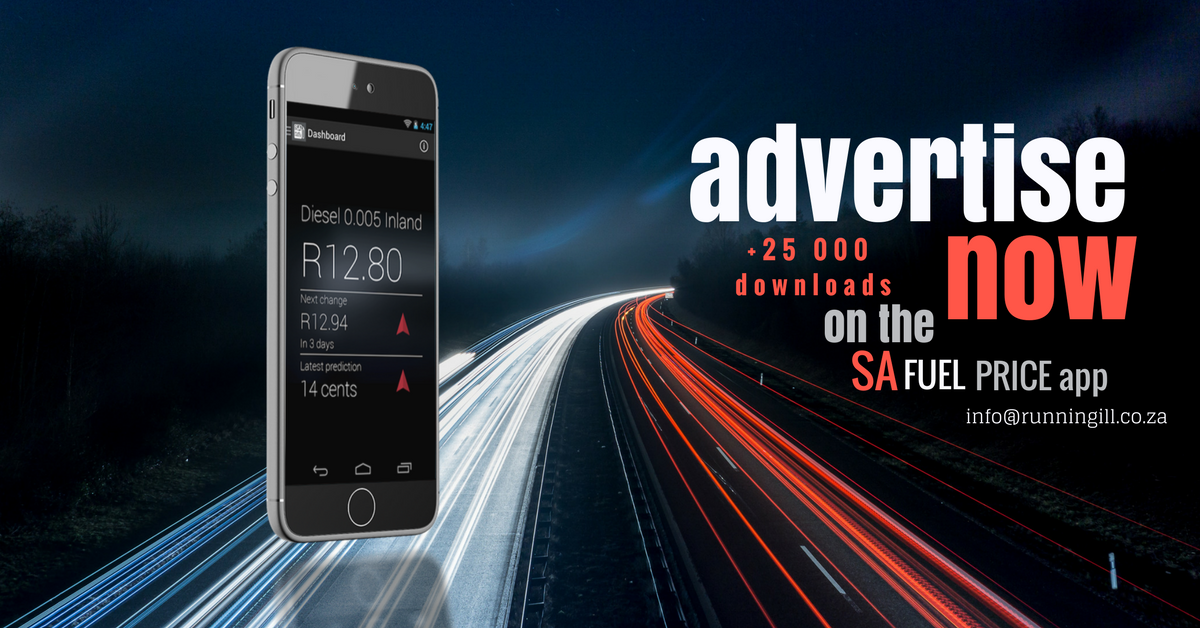 SAFuelPriceApp's tweet photo. Advertise NOW on the #SAFuelPriceApp 
Over 25 000 downloads
Get in touch - info@runninghil.co.za https://t.co/AVWlV6gBRp