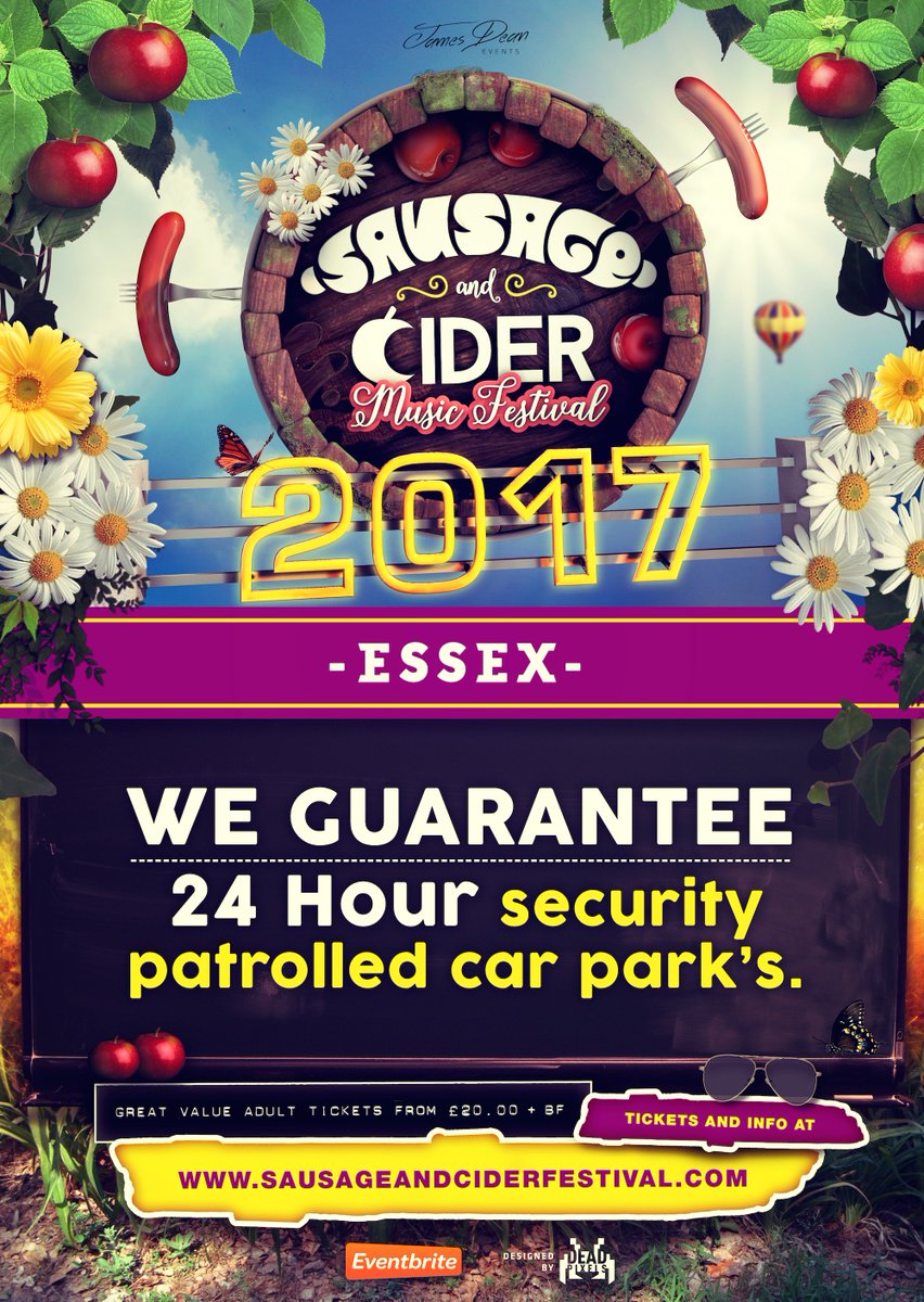 JamesDeanEvents's tweet image. #WeGUARANTEE 24 hour security patrolled car parking at Sausage and Cider Music Festival 2017!