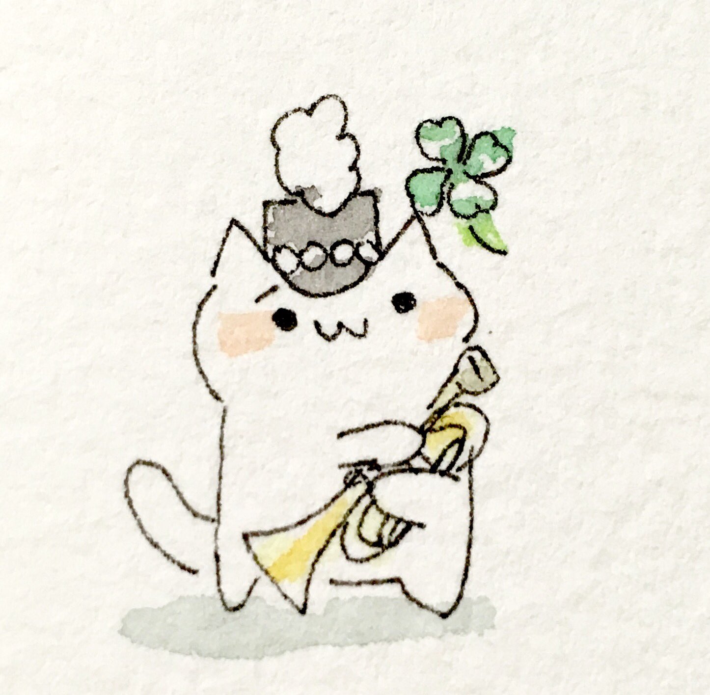 Smile トランペットを持つ猫の絵