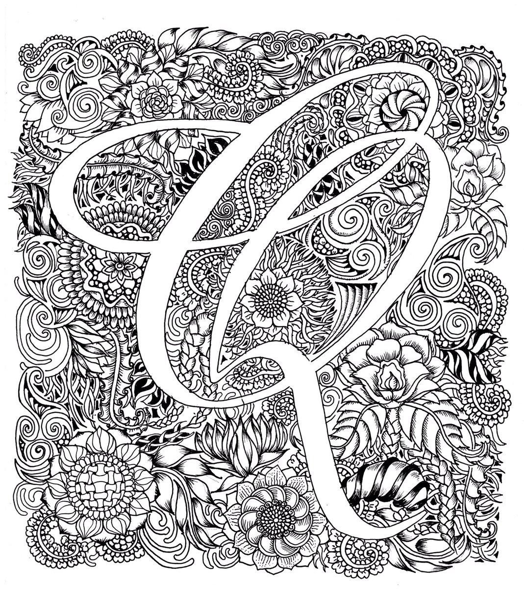 Tuntun 先週書きかけのイラストが完成 アルファベットタングルを描きました Zentangle Illustration イラスト ゼンタングル Botanical 花 植物 Doodle アルファベット Alphabet T Co P7u8gvkxqh