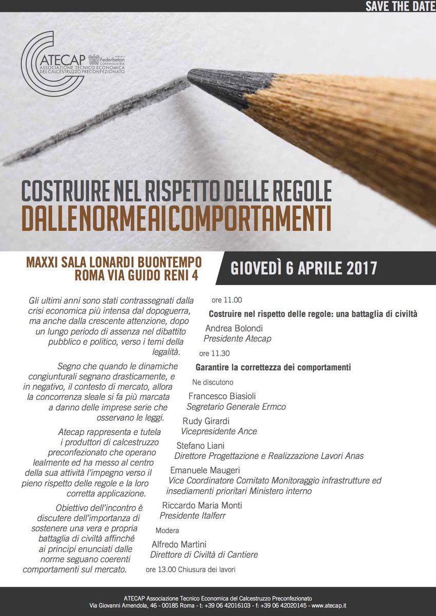 atecap's tweet photo. Il 6 aprile al @Museo_MAXXI di #Roma #Atecap mette al centro l’impegno verso il pieno rispetto delle regole.#edilizia #legalità #costruzioni https://t.co/U6cUd4fqIw