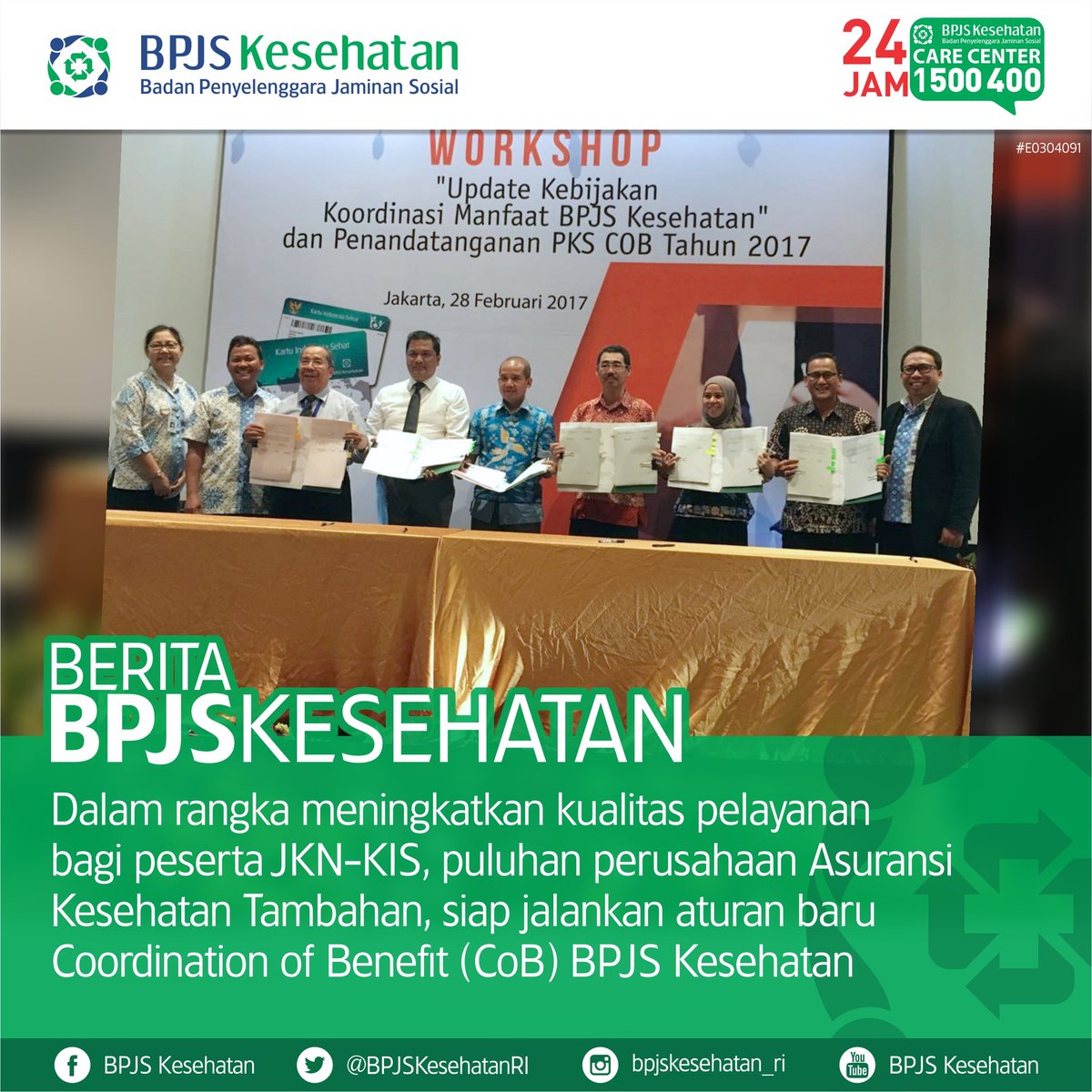 BPJSKesehatanRI's tweet photo. #BeritaBPJSKesehatan Puluhan perusahaan asuransi kesehatan tambahan siap menjalankan COB | https://t.co/JAlmxiDfOp https://t.co/FT0kK1vS6i