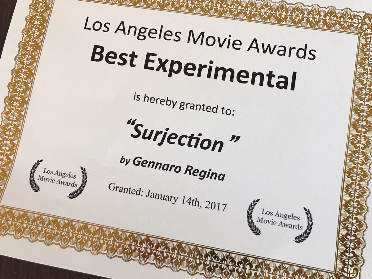 #LAMA2017 #LosAngelesMovieAwards #best #experimental 2017 #winter #winner #Suriezione #movie #GennaroRegina #director #artist #producer #art