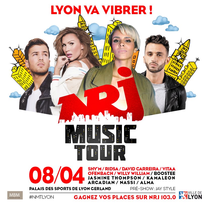 NRJRadiosDigit's tweet photo. Dernières places à gagner pour le NMT Lyon !! Venez voir Shy'm Ridsa David Carreira et + de stars NRJ samedi soir 🔥🔥Follow+Rt pour jouer 😁 https://t.co/S8wxM8BAVs