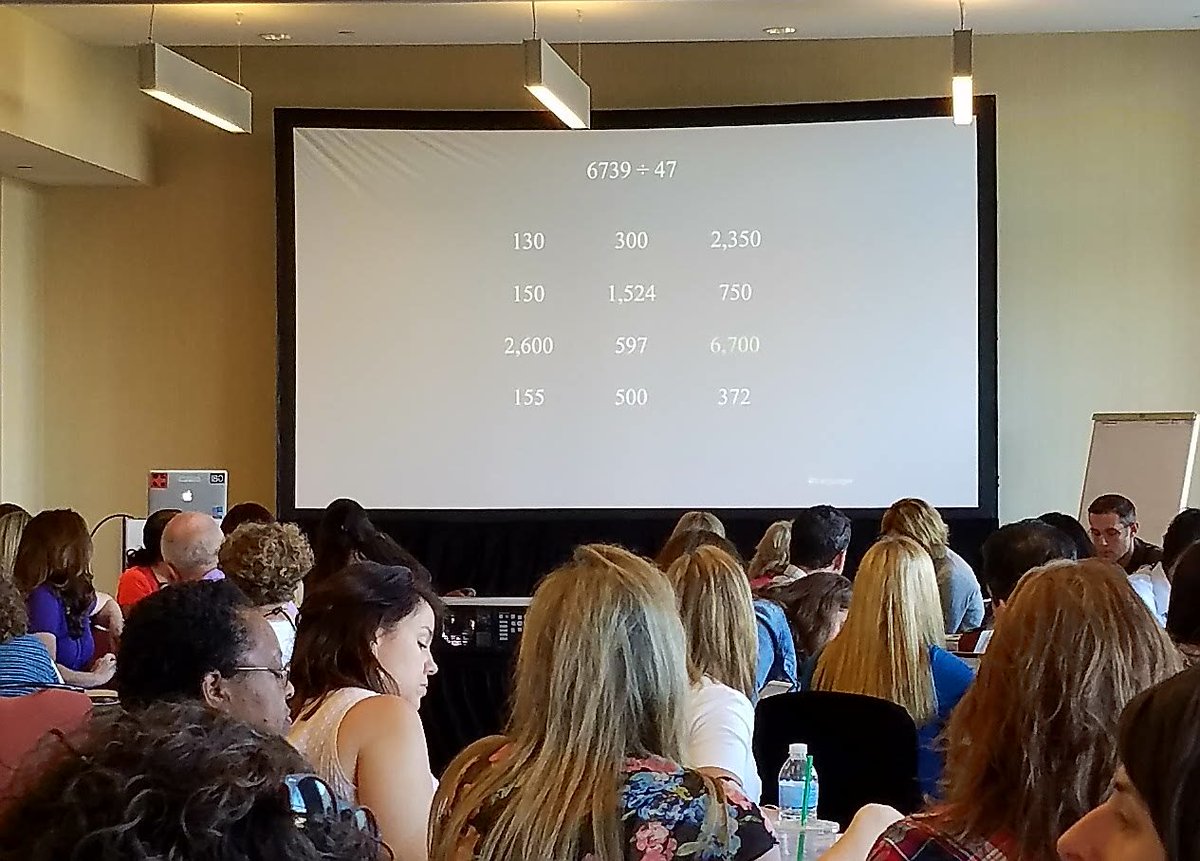 bstockus's tweet photo. Great #numbertalks variant! "I think...is unreasonable because..." routine for refining estimation. @TracyZager at #NCSM17 #ElemMathChat https://t.co/93T8uQr4gK