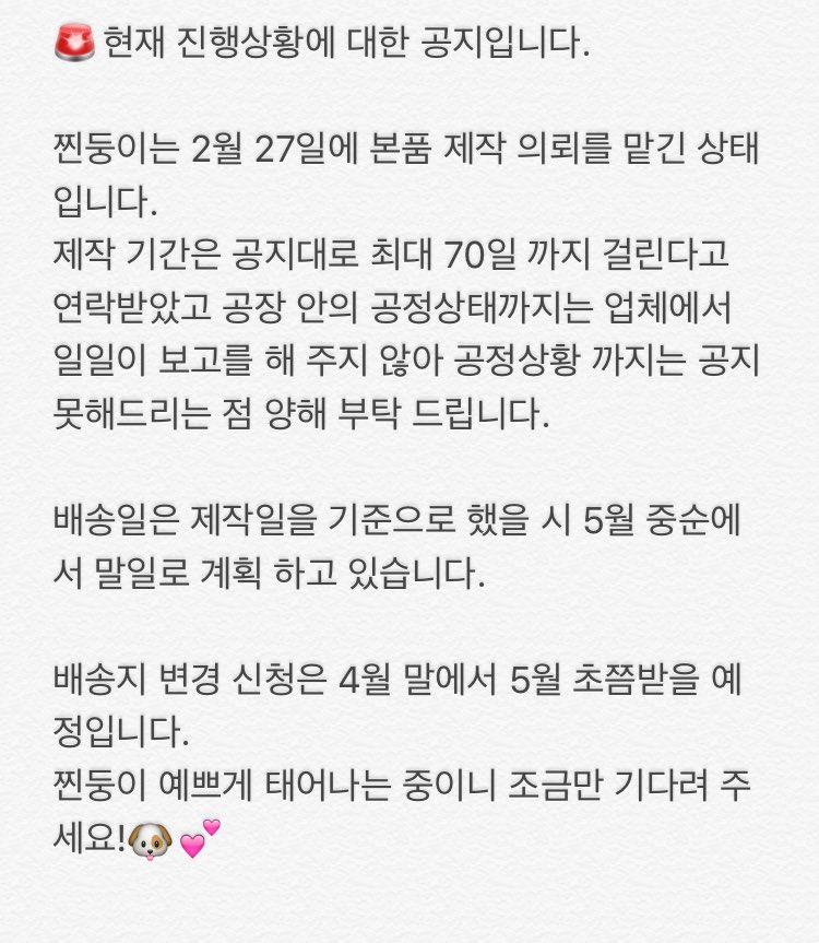 🚨찐둥이의 현재 진행 상황입니다.🐶