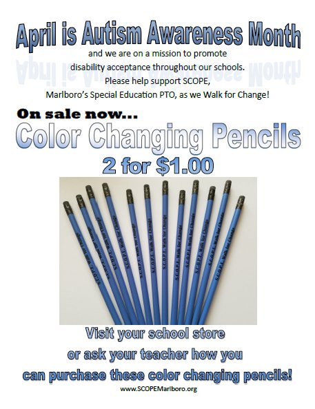 We're selling coloring changing pencils this month. Ask your teacher or check out your school store for more details.