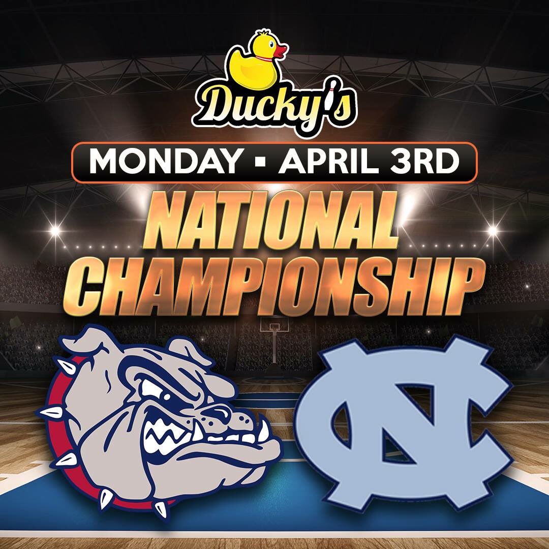 DuckysTampa's tweet photo. Tonight watch the National Championship between Gonzaga and North Carolina, here with us! #GetDucky https://t.co/qmQ0yDdcUR