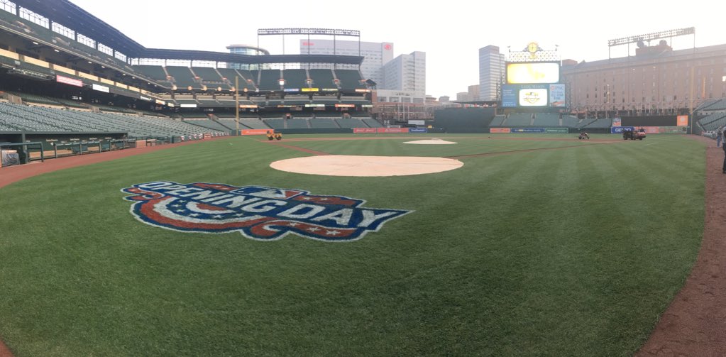 Orioles's tweet photo. "Little darling, it's been a long cold lonely winter. Little darling, it feels like years since it's been here" #HereComesTheSun #OpeningDay https://t.co/UlIWXm9Px1