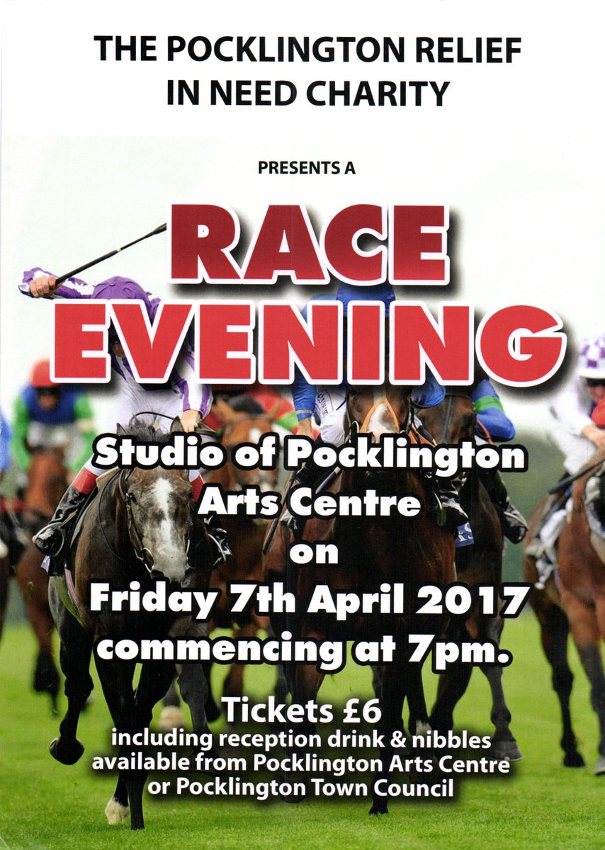 Don't forget the Race Night on Friday @PocklingtonArts in aid of Pocklington Relief in Need charity