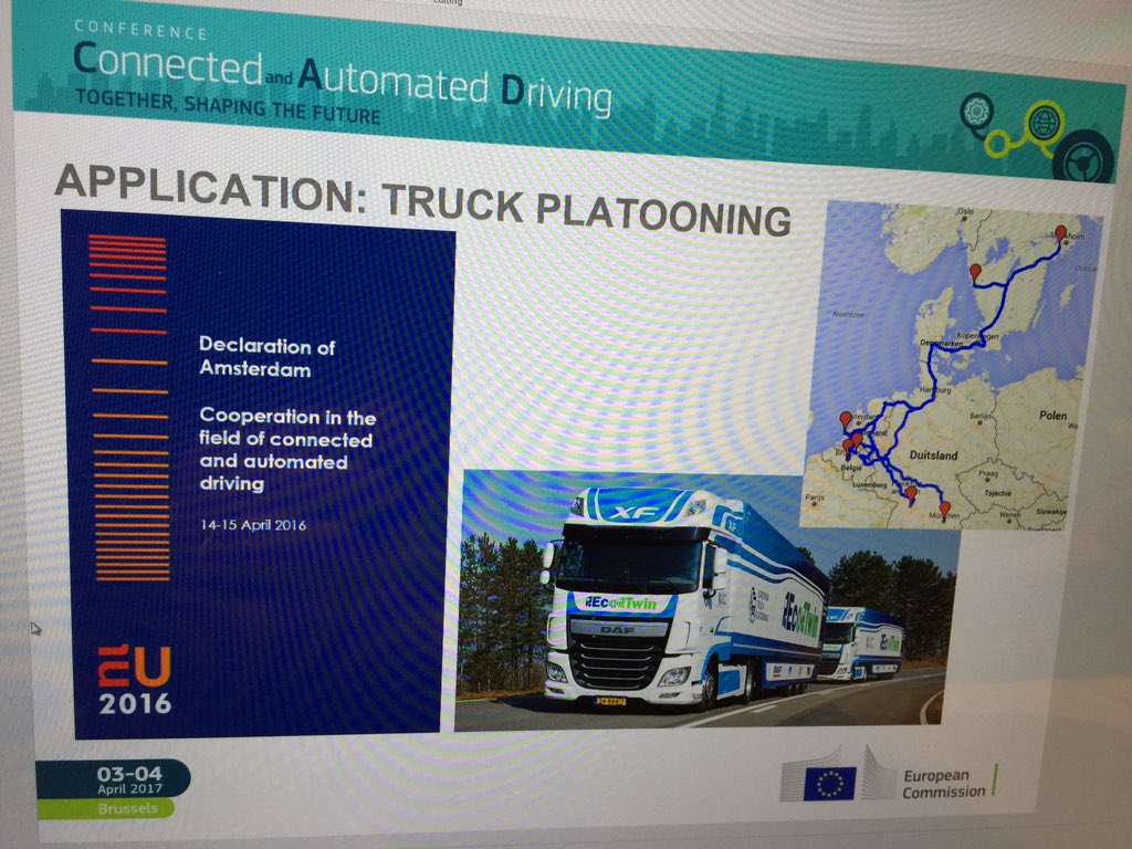@OpiniebladForum <a href="/cooperativeguy/">Tom Alkim</a> <a href="/dennispotter1/">Dennis Potter</a> Wordt onderstreept door 1e EU conference over Connected &amp; Automated Driving, nu in Brussel, morgenochtend Minister Schultz <a href="/Min_IenM/">Ministerie IenM</a> @NXPNL