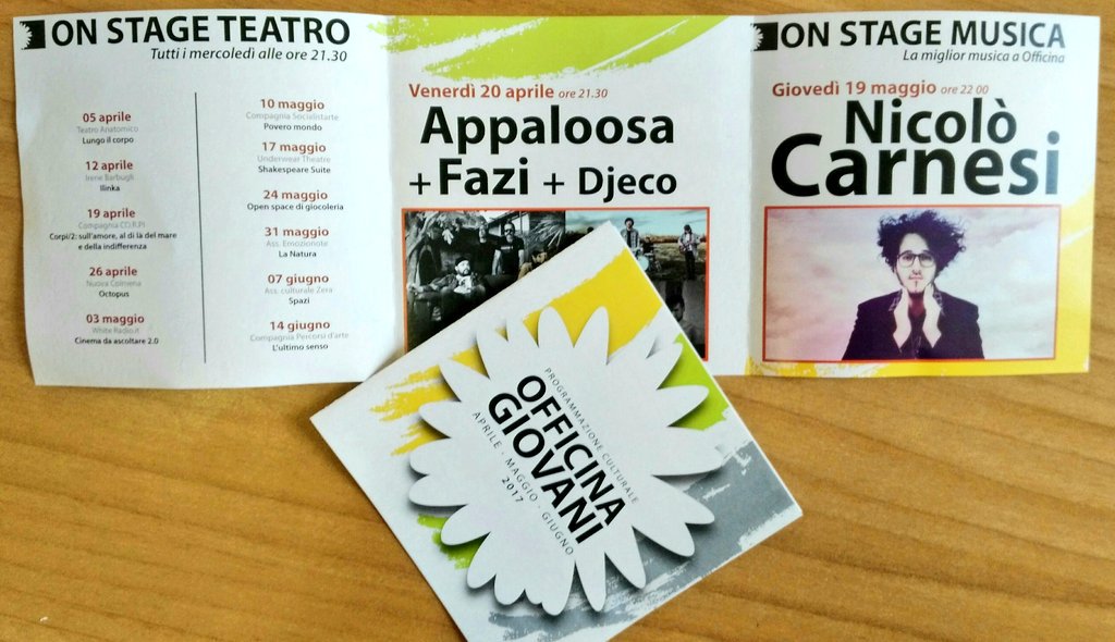 Fresca di stampa la nuova programmazione culturale di Officina Giovani per la primavera 2017! #prato #officinagiovani #primavera