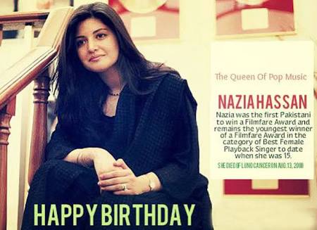 Happy birthday nazia hassan Queen of Pop Music 