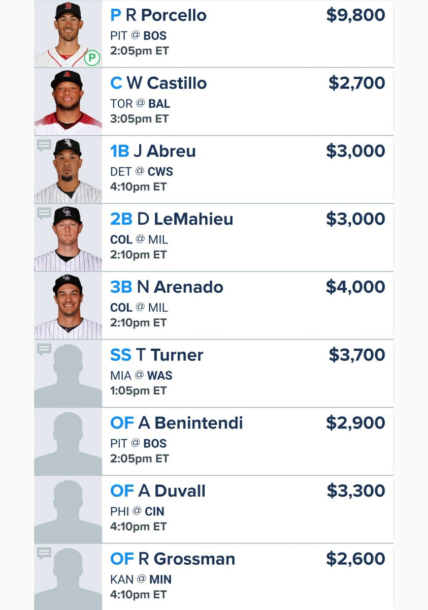 DFSdynamite's tweet image. Main lineup for MLB today....updates will be posted if needed....like if using