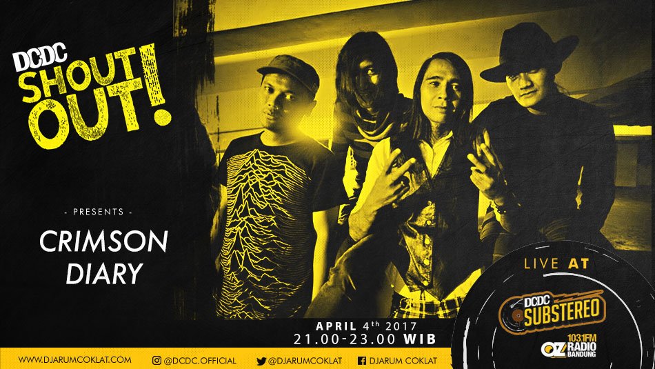Band asal Malang, Crimson Diary akan mampir di #DCDC ubstereo. Pantengin <a href="/ozradiobandung/">OZRADIO</a> 103,1 FM besok jam 9 sampai 11 malam Coklatfriends!