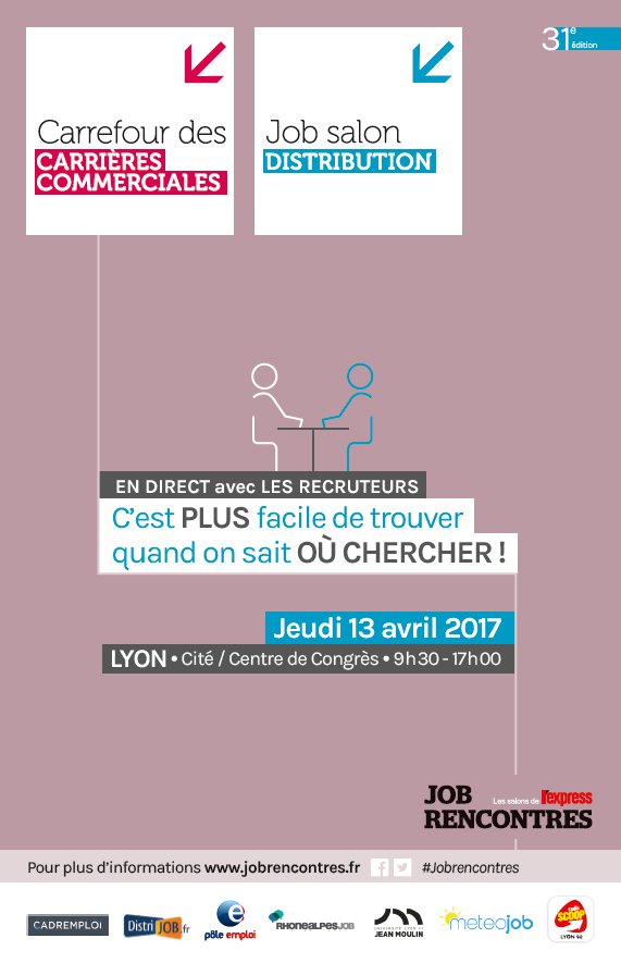 Jobrencontres's tweet photo. Nous vous donnons rendez-vous à #Lyon dans 10 jours pour le Carrefour des Carrières Commerciales et Job Salon Distribution! #JobRencontres https://t.co/bLrB2S0Pv1