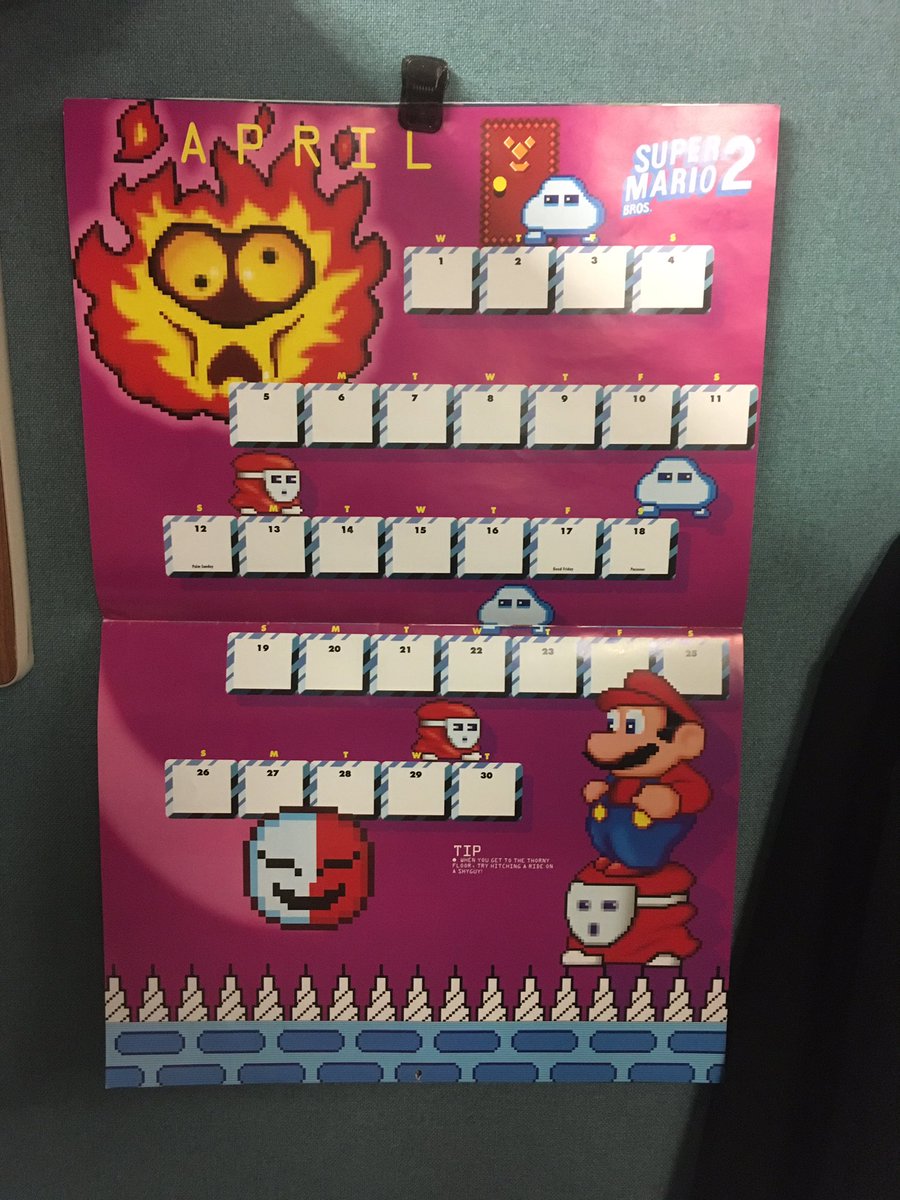 GeekadeKris's tweet image. I do love these old calendars. #nintendo #supermario #outdatedcalendar