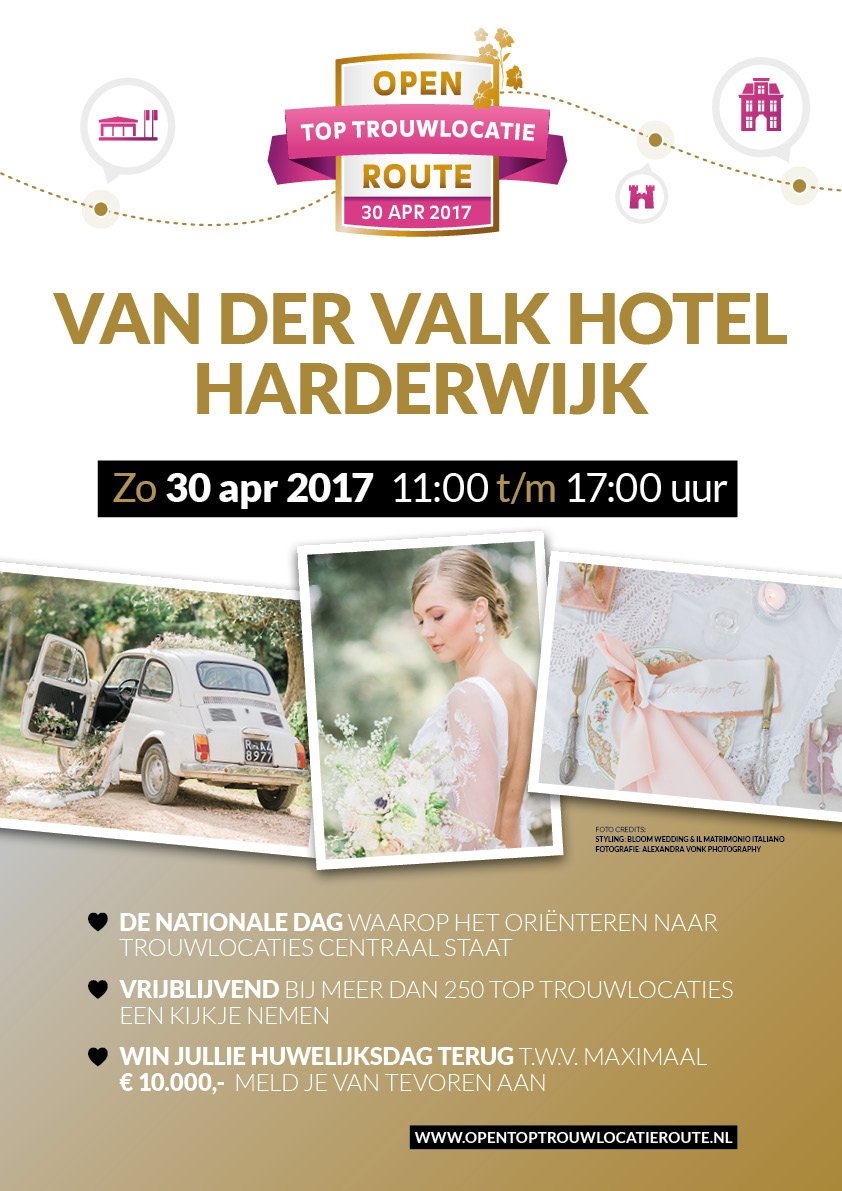 HotelHarderwijk's tweet photo. STAPT U IN HET HUWELIJKSBOOTJE? Op 30 april kunnen wij u een kijkje geven op de mooiste dag van jullie leven!
https://t.co/VmOsnyBNRB https://t.co/dZcB3Up9mQ