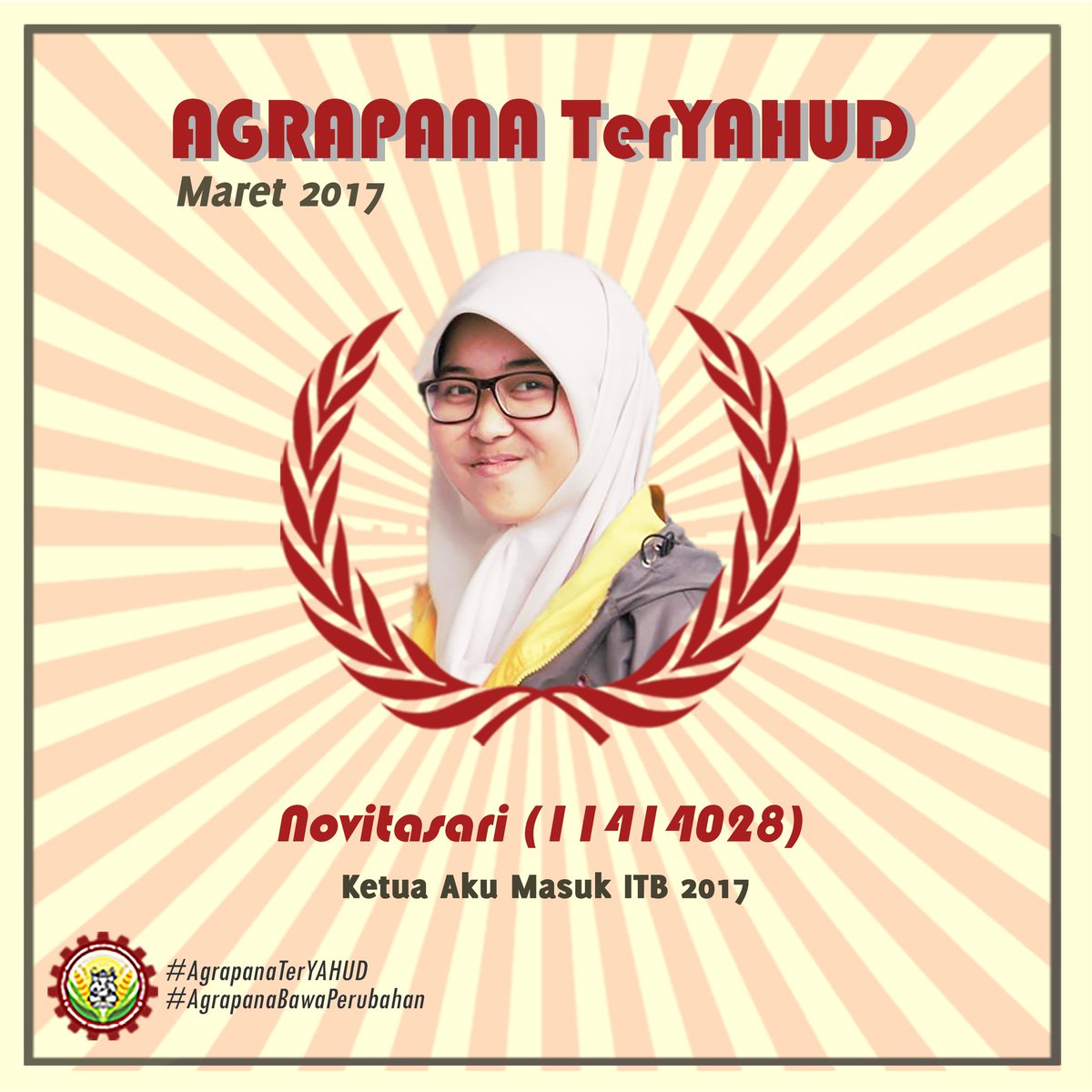 [Agrapana TerYahud Maret]

Selamat kepada Novitasari (11414028) atas kontribusinya sebagai Ketua Aku Masuk ITB (AMI) 2017.