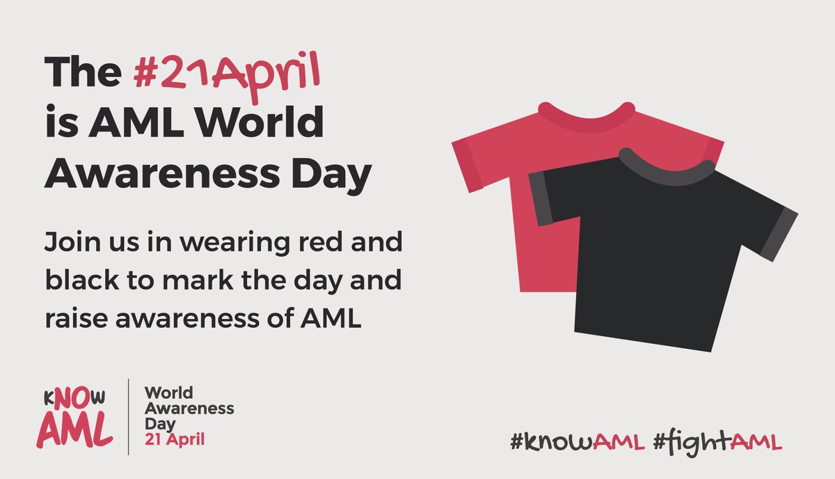 KNOW_AML's tweet photo. Why not wear red and black to mark AML World Awareness day - Please RT #21April #knowAML #fightAML #AML #leukaemia #awareness #18days2go https://t.co/uWoQWOlA4I