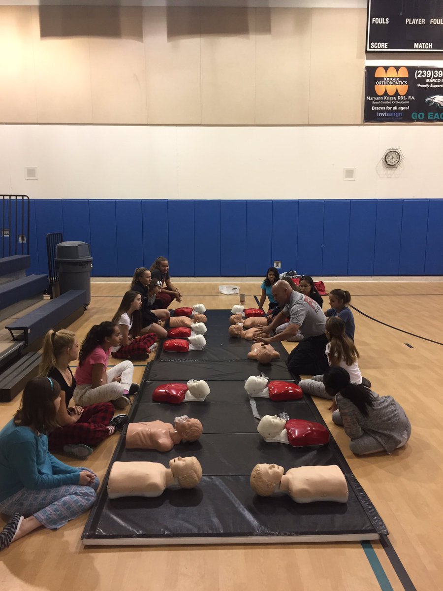 MarcoIslandFire's tweet photo. MIFR is teaching CPR/AED to 141 8th graders all week! Early Recognition, Early CPR & Early Defibrillation is key to survival!! #CPR #MICMS https://t.co/G46KiMT3Mq