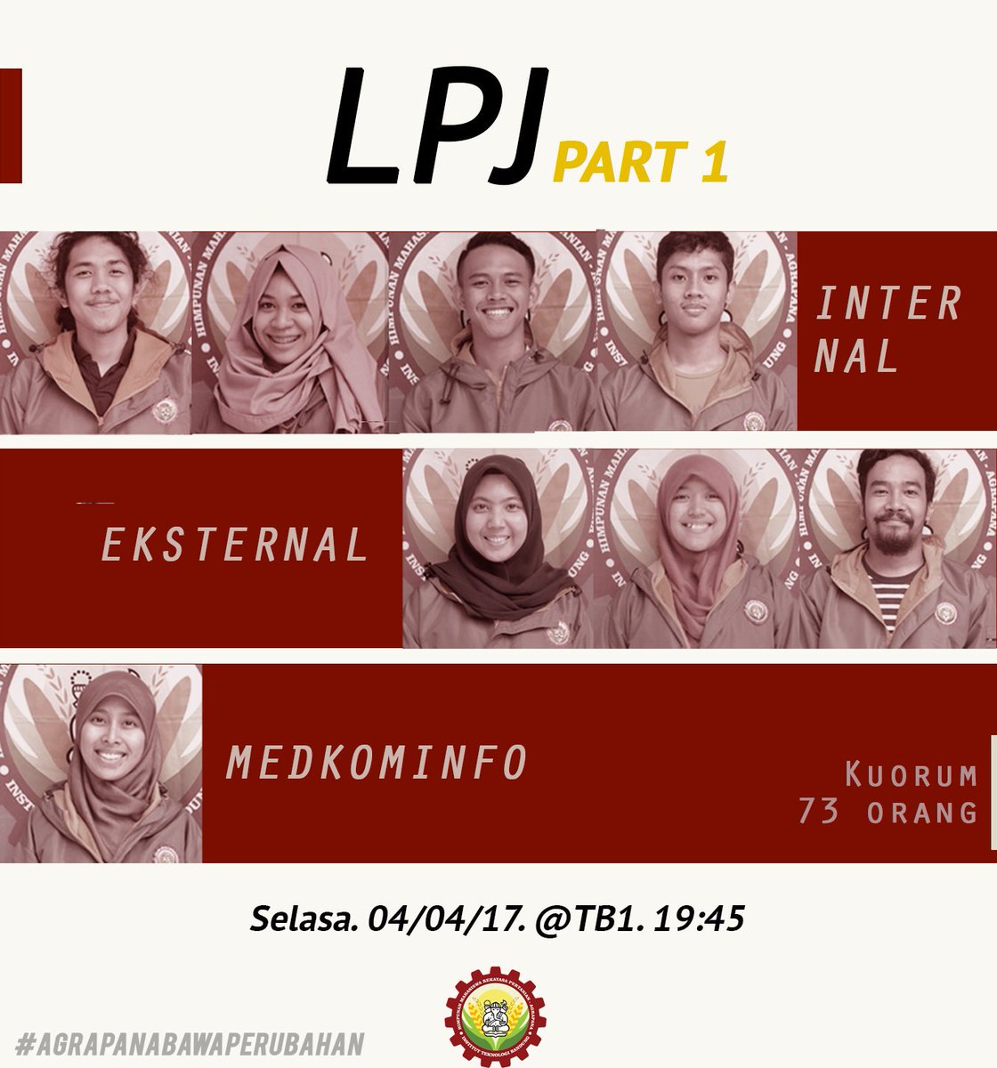 [ LPJ AT ]
Jangan lupa dateng LPJ AT Part 1,
Besok banget 4 April 2017 jam 19.45 di selasar TB 1.
#AkhirnyaLPJ
#DPAgrapana
#AgrapanaBaPer