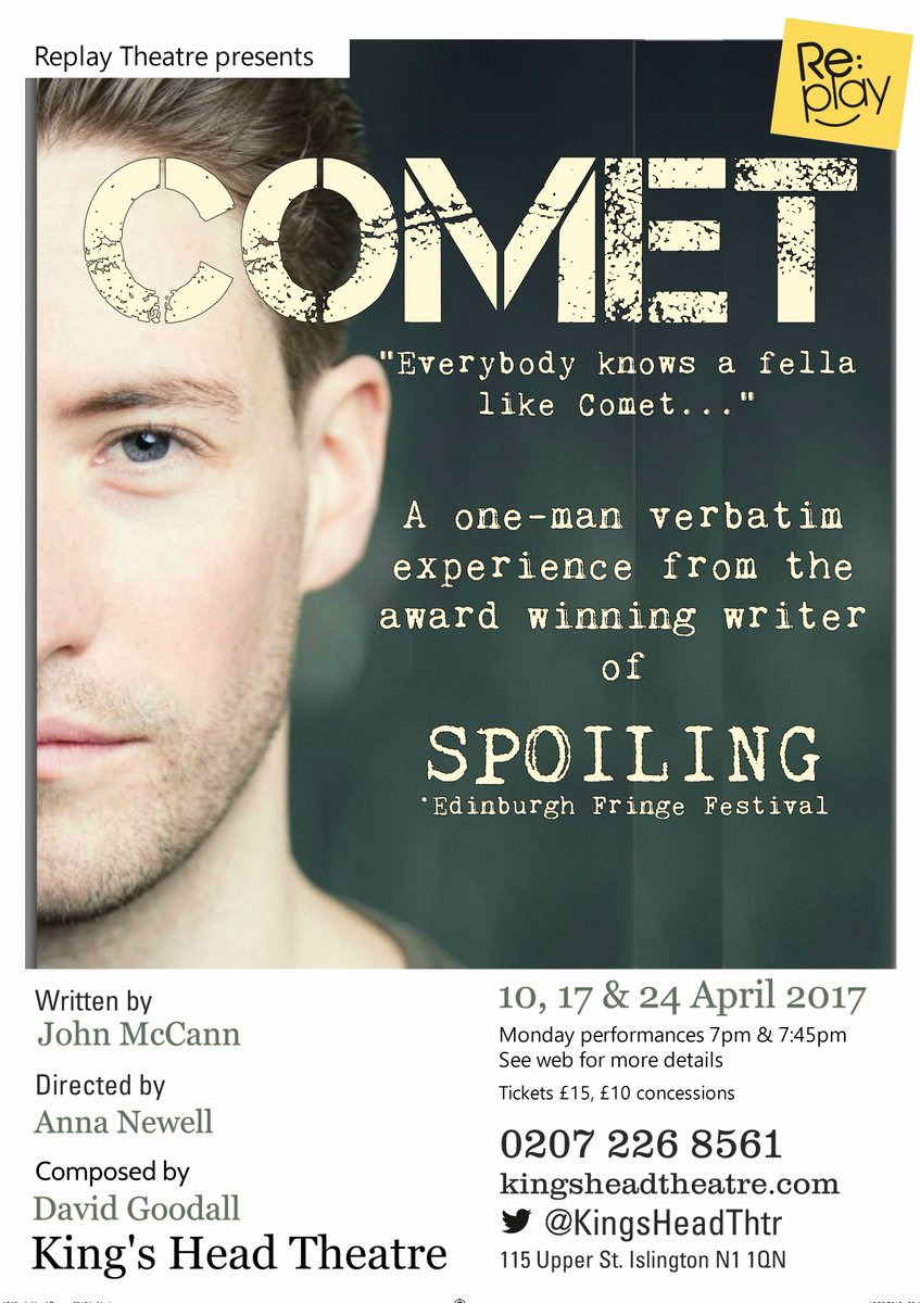 One week to go #COMEThitsIslington <a href="/KingsHeadThtr/">King's Head Theatre</a> <a href="/TheatreTickets/">Best of Theatre</a> <a href="/theatrecafeist/">Theatre Cafe Erenköy</a> <a href="/pubtheatres1/">LondonPubTheatres</a> <a href="/londontheatre/">LondonTheatre.co.uk</a> <a href="/irishactors/">Irish Actors London</a> <a href="/RKATALENT/">RKATALENT</a>