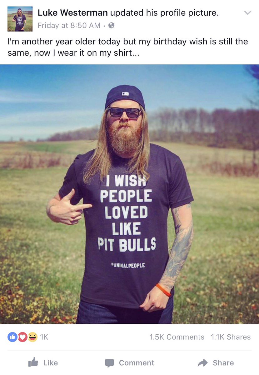 LukeWesterman's tweet photo. Love #Pitbulls? Wish others did too? Wearing this #AnimalPeople tee is guaranteed to help you make that happen. 🐶❤️ https://t.co/udnkhrlxFO https://t.co/eBAnSpcSz7