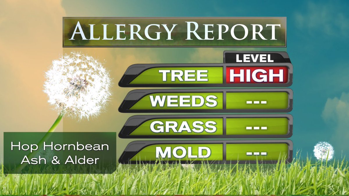 SallyHeartprint's tweet photo. Tree pollen count is very high.  Hang in there, allergy sufferers #koin6news https://t.co/XMFSNRGIV5
