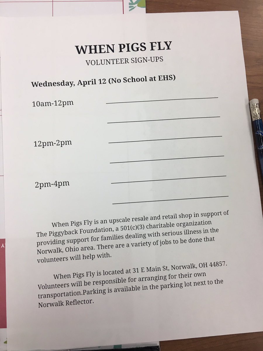 edison_interact's tweet image. please sign up in the library to help out at When Pigs Fly during spring break !!!!!