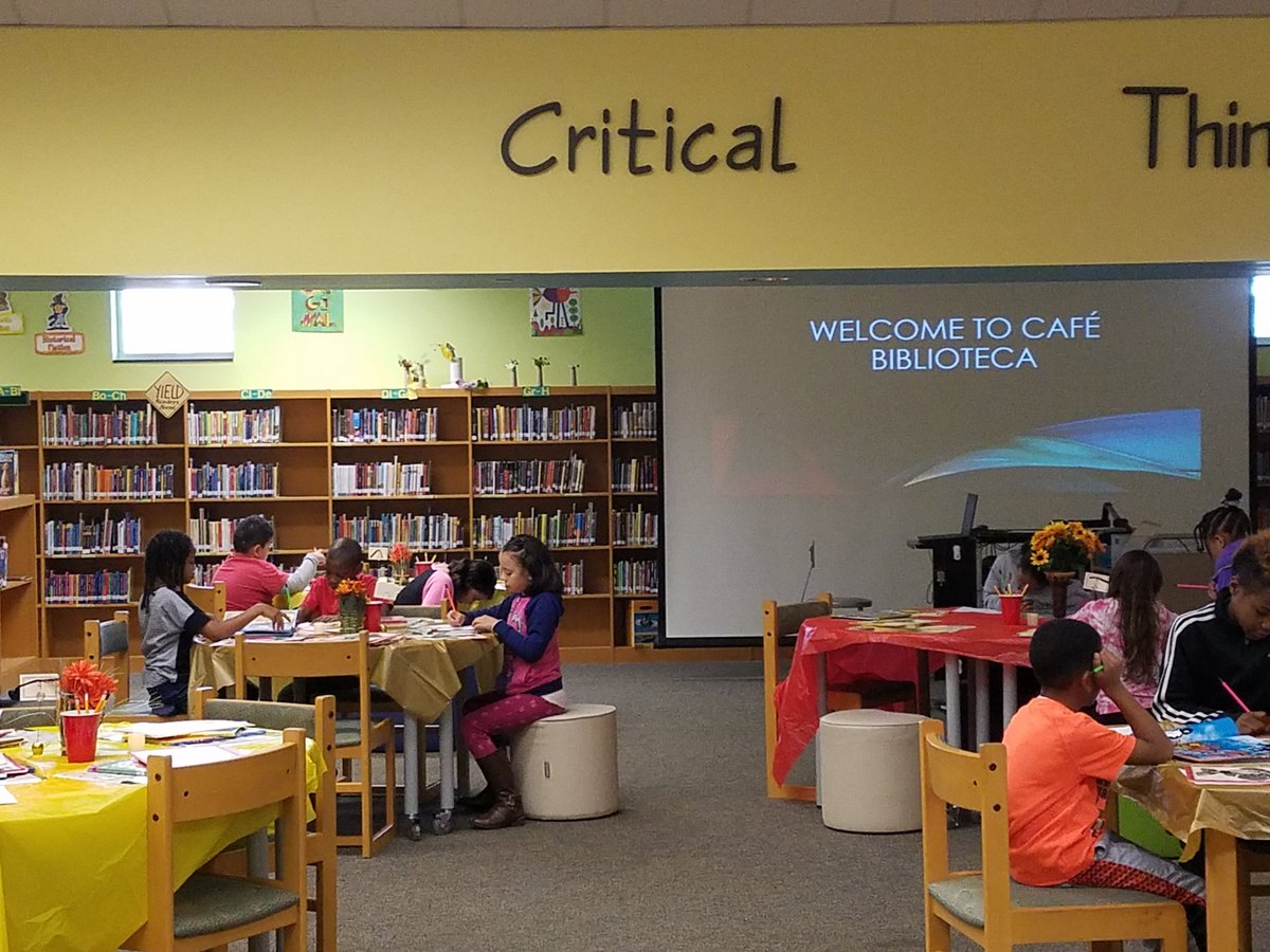 sjhart's tweet photo. Forestville MEDIA Empowers Students ...booktasting at Cafe Biblipteca #schoollibrarymediamonth, #readingcounts https://t.co/5OLDEqsWpy