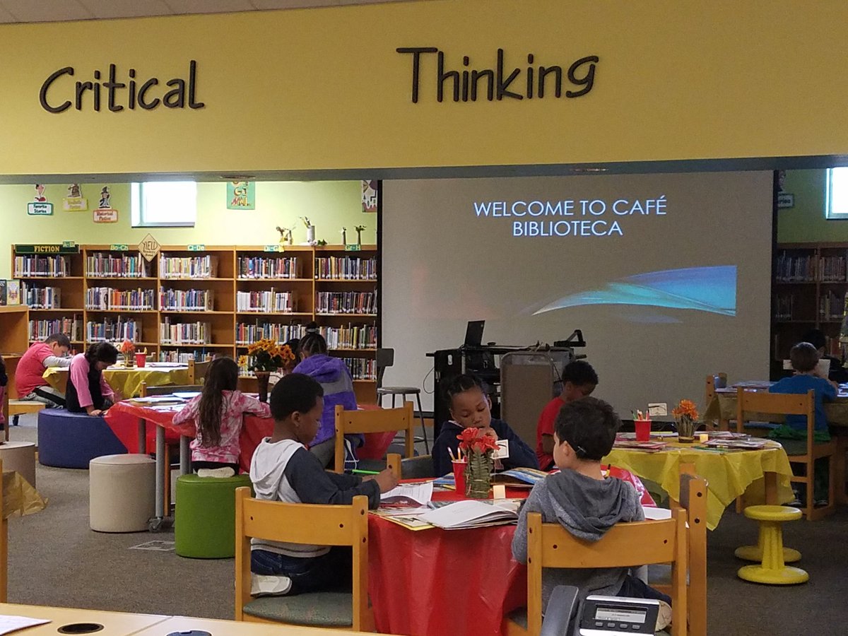 sjhart's tweet photo. Forestville MEDIA Empowers Students ...booktasting at Cafe Biblipteca #schoollibrarymediamonth, #readingcounts https://t.co/5OLDEqsWpy