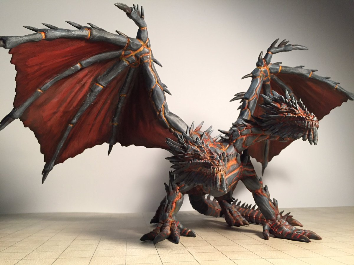 CometLordMinis's tweet photo. The Twin Calamities, a colossal two-headed magma dragon we created. #miniaturemonday #dnd #dragon #pathfinder #tabletop #miniature #painting https://t.co/Hc0HRVQZf6