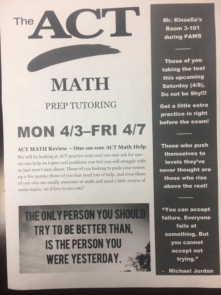 Math review for the ACT this Saturday available all week!