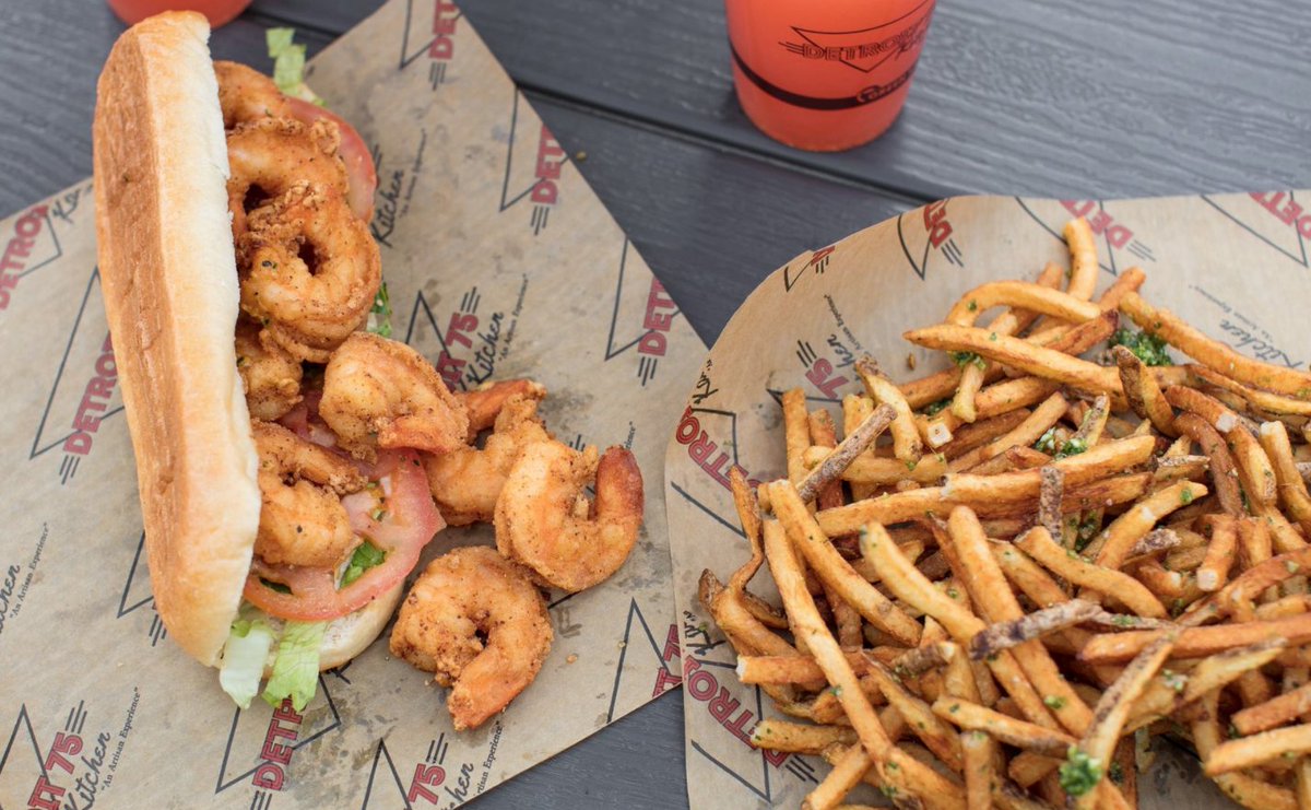 Detroit 75 Kitchen On Twitter Our Delicious Shrimp Po Boy Sandwich Paired With Our Garlic Cilantro Fries Makes For The Perfect Meal Visitdetroit Artisan Https T Co Ayaxzbblli