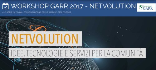 CNRsocial_'s tweet photo. Workshop #GARR2017. #Netvolution: #idee #tecnologie e #servizi per la comunità dal 4 al 7 Apr Sede centrale del #Cnr https://t.co/zyrLeEGMhZ https://t.co/xP7dXhKCdb