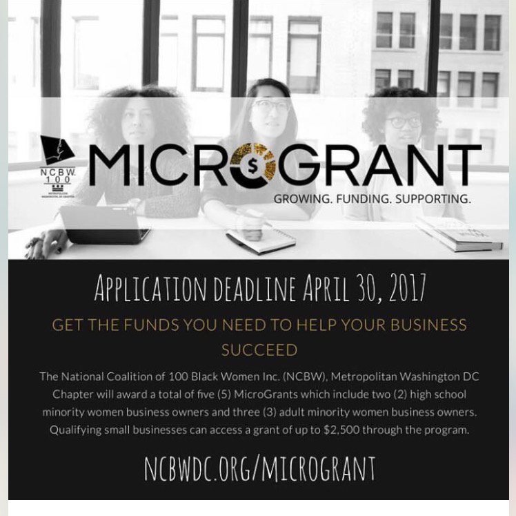CRSnowden52's tweet photo. New funding alert 🚨! @NCBWNational DC Chapter providing microgrants to youth entrepreneurs! @dcpublicschools @SmallBizDC @Project500DC https://t.co/XNz8oxbVfX