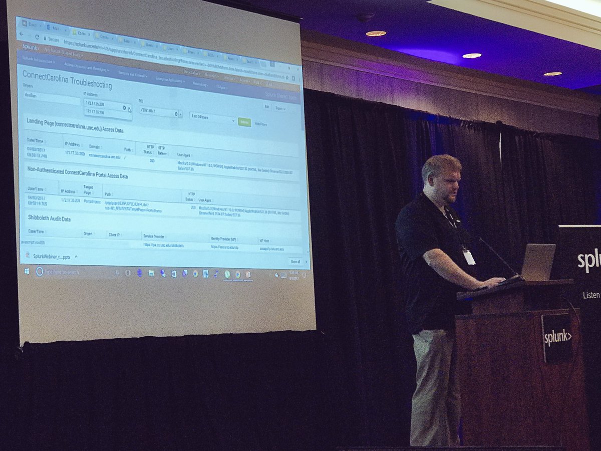 UNCSplunk's tweet photo. Dave showing off some of the UNC Dashboards that help report on our IT Operations https://t.co/abo9rQgR8I